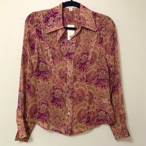 Banana Republic NWT Blouse Top 100% Silk Long-Sleeve Size Small